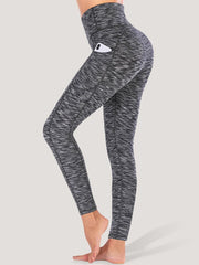 IUGA High Waist Space Dye Leggings With Pockets space dye dark gray
