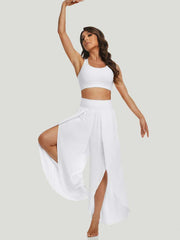IUGA High Split Quick Dry Flowy Pants for Women white