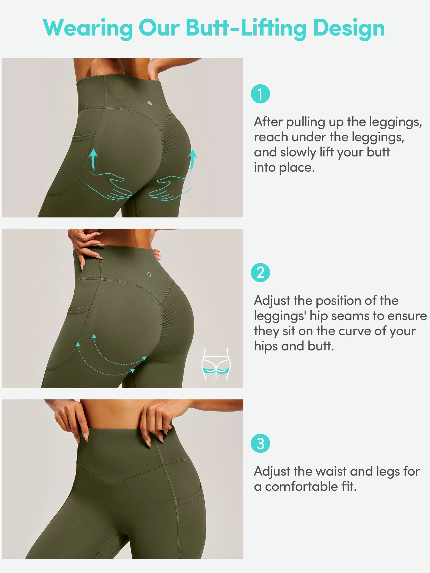 IUGA PowerTight Butt Lifting No Front Seam Leggings With Pockets - IUGA