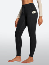 IUGA HeatLab® Waterproof No Front Seam Fleece-Lined High-Waist Drawstring Leggings