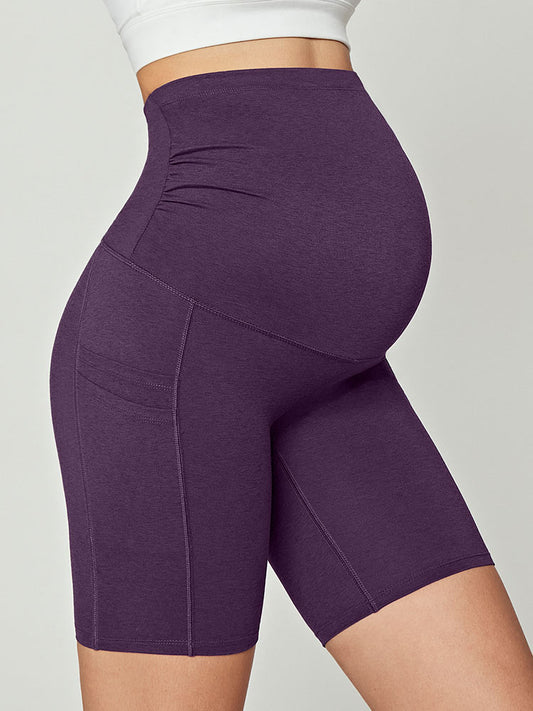 IUGA Maternity Shorts Over The Belly With Pockets-Purple
