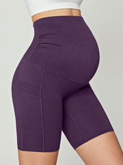 IUGA Maternity Shorts Over The Belly With Pockets-Purple