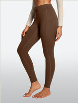 IUGA HeatLab® Waterproof No Front Seam Fleece-Lined High-Waist Drawstring Leggings