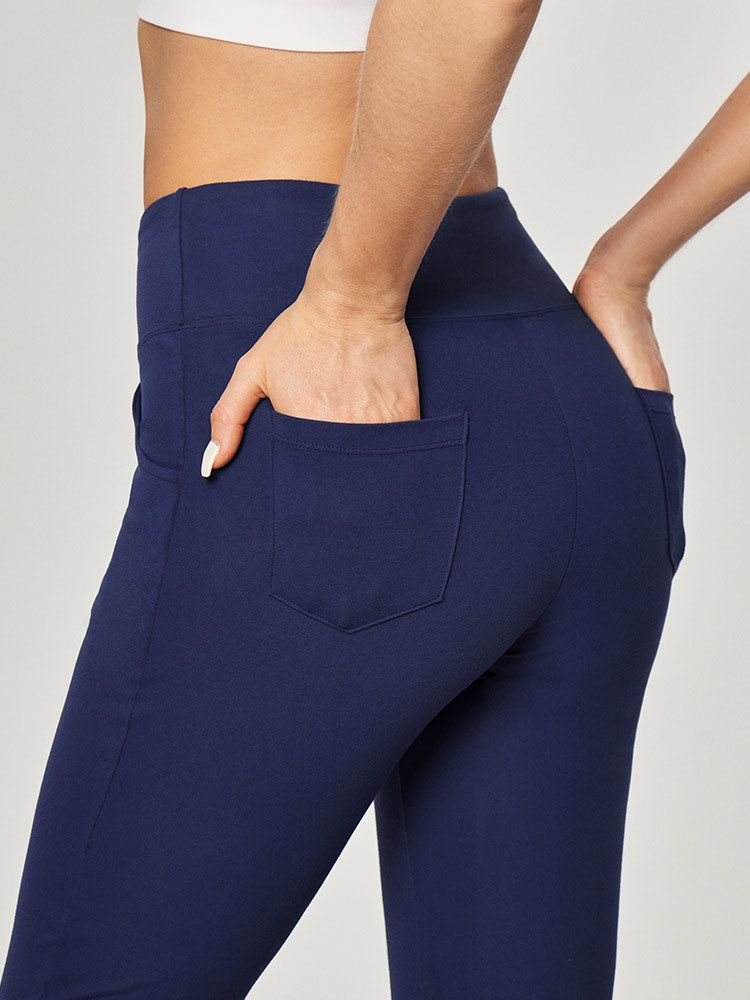 nuveti Nuveti Womens High Waisted Boot Cut Yoga Pants 4 Pockets Workout Pants  Tummy Control Women Bootleg Work Pants Dress Pants (Grey