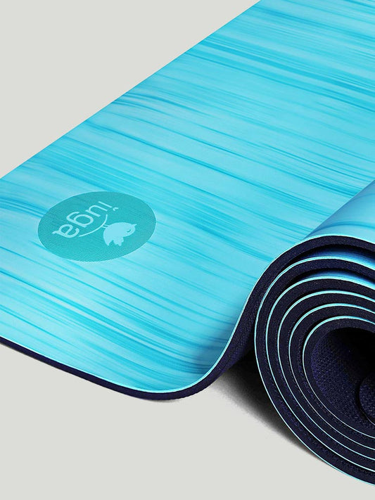 Myga Jute Yoga Mat - Non-Slip Exercise Mat for Yoga, Pilates & Fitness -  Multipurpose Mat with Carry Strap for Travel - Aqua