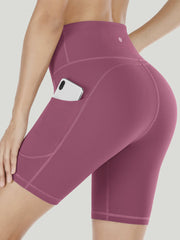 IUGA 6" High Waist Biker Shorts With Pockets pale red violet
