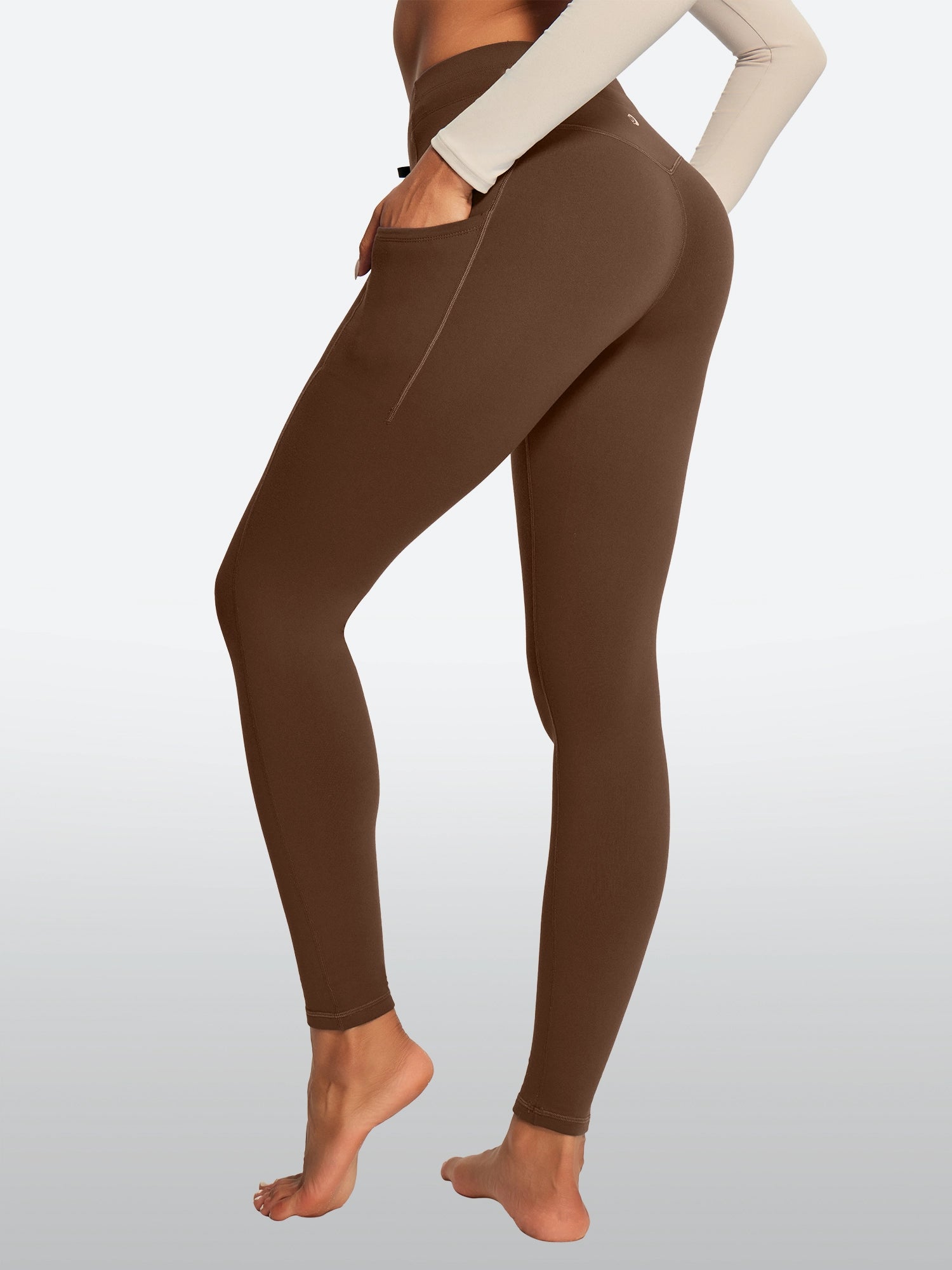 IUGA HeatLab® Waterproof No Front Seam Fleece-Lined High-Waist Drawstring Leggings | Affordable Yoga Leggings & Activewear by IUGA