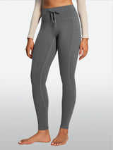 IUGA HeatLab® Waterproof No Front Seam Fleece-Lined High-Waist Drawstring Leggings