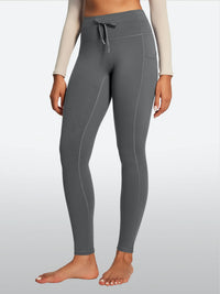 IUGA HeatLab® Waterproof No Front Seam Fleece-Lined High-Waist Drawstring Leggings | Affordable Yoga Leggings & Activewear by IUGA