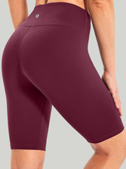 IUGA High Waist Biker Shorts with Inner Pocket maroon