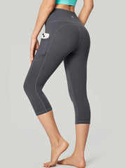 IUGA Women's High Waisted Yoga Capris With Pockets gray
