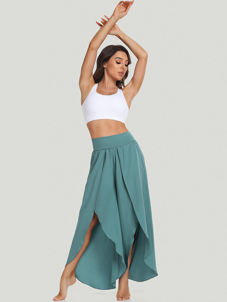 IUGA High Split Quick Dry Flowy Pants for Women green