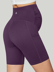 IUGA Maternity Shorts Over The Belly With Pockets-Purple