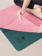 IUGA Microfiber Yoga Towel With Corner Pockets & Hand Towel 2 In 1 Set pink