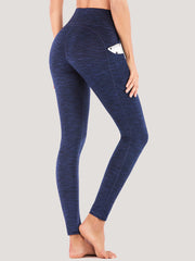 IUGA High Waist Space Dye Leggings With Pockets space dye navy