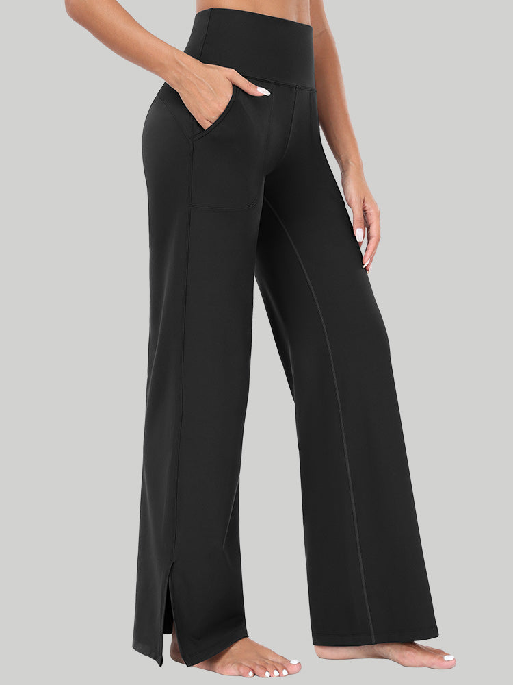 IUGA High Waisted Side Slit Wide Leg Yoga Pants with Pockets