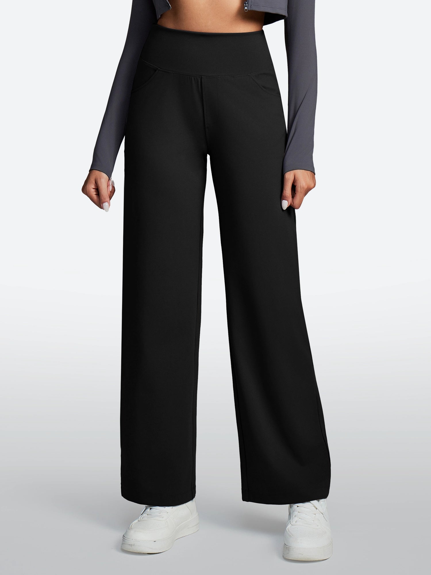 IUGA High Waisted Wide Leg Yoga Dress Pants With Pockets, Black / M IUGA High Waisted Wide Leg Yoga Dress Pants With Pockets, Black / M