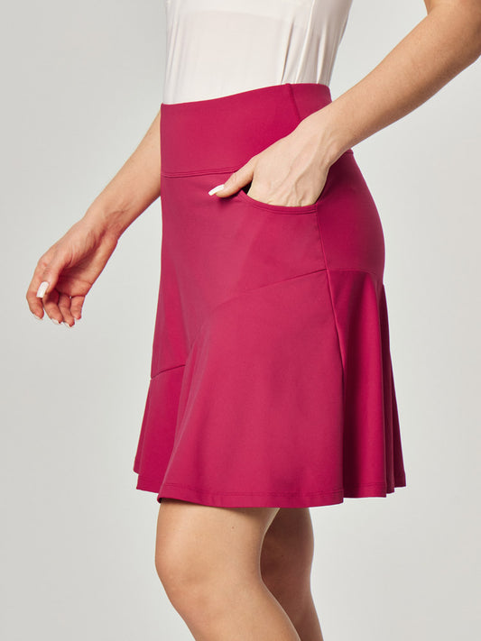 IUGA 20" Knee Length Skirts with Pockets rose red