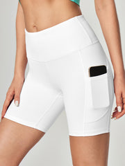 IUGA 6" High Waist Biker Shorts With Pockets white