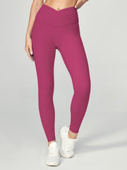 IUGA SupCream Pleated Cross Waist Leggings rosy red