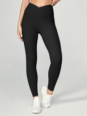 IUGA SupCream Pleated Cross Waist Leggings black