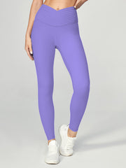 IUGA SupCream Pleated Cross Waist Leggings light purple