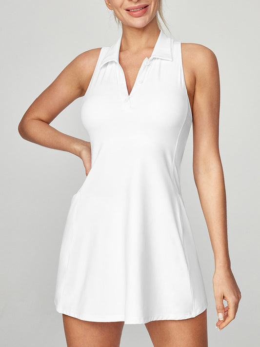 IUGA Tennis Dress With Built-in Bra & Shorts With Pockets white