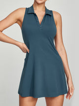 IUGA Tennis Dress With Built-in Bra & Shorts With Pockets sea blue