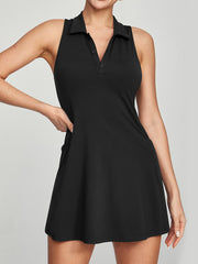 IUGA Tennis Dress With Built-in Bra & Shorts With Pockets black