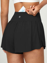 IUGA High Waisted 2 In 1 Crossover Flowy Shorts