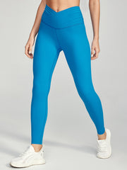 IUGA SupCream Pleated Cross Waist Leggings blue