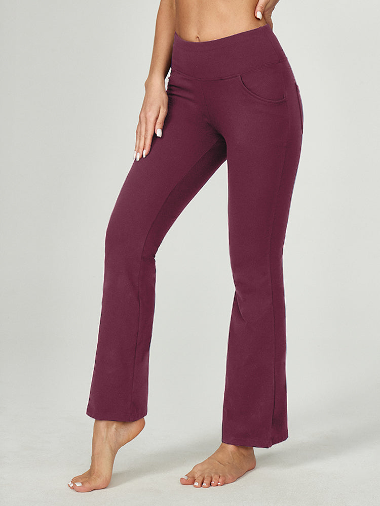 IUGA High Waisted Bootcut Yoga Pants With 4 Pockets - Maroon / XS