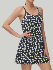 IUGA Tennis Dress With Built-in Bras & Shorts black floral