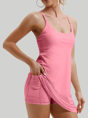 IUGA Tennis Dress With Built-in Bras & Shorts pink
