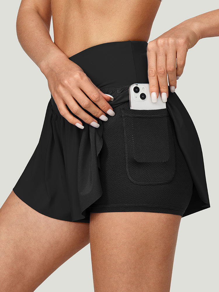 IUGA High Waisted 2 In 1 Crossover Flowy Shorts - IUGA